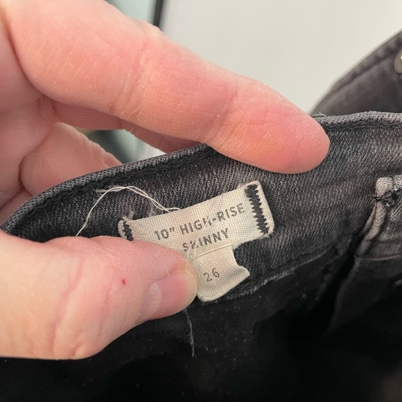 Madewell High Rise Black Button Fly Skinny Jeans Raw Hem Preowned Womens Size 26 - Picture 9 of 9